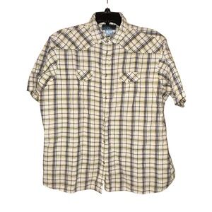 Wrangler Blues Women’s Plaid Western Pearl Snap Shirt Short‎ Sleeve Size XL